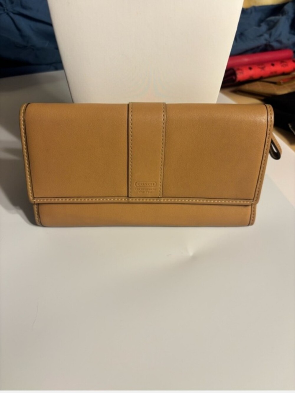 Coach Tan Smooth Leather Slim Envelope Long Wallet NWOT - Picture 2 of 9